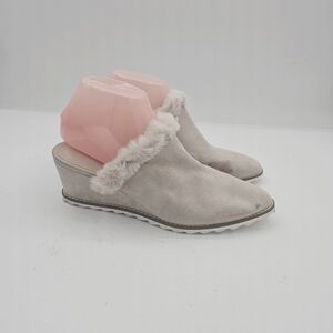 Pella Moda Era Faux Shearling Wedge Mules Blush Women's Size 9
